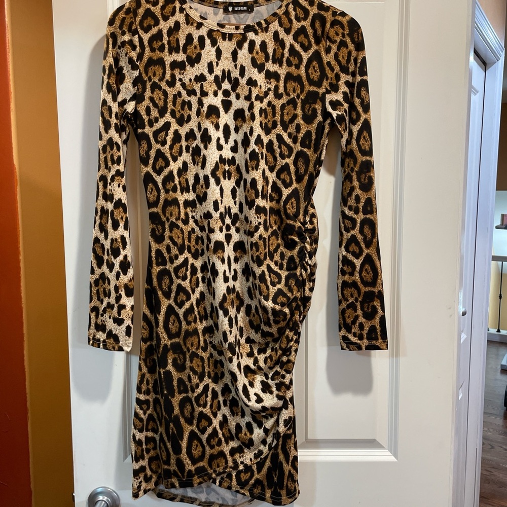 Leopard Print Long Sleeve Dress